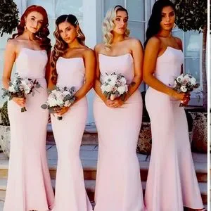 Hebeos Dresses Sheath Column Strapless Long Bridesmaids Prom - Main Image